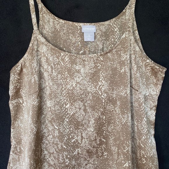 CHICO's size 0 (US 4/6) tan/beige‎ snake/reptile tank/cami polyester camisole - Picture 5 of 8